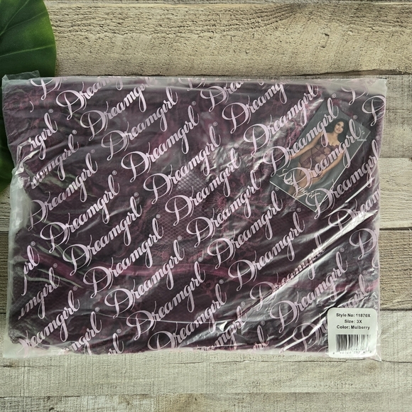 DREAMGIRL | "What A Mesh" Fishnet & Lace Chemise in Mulberry sz 3X - Picture 5 of 8